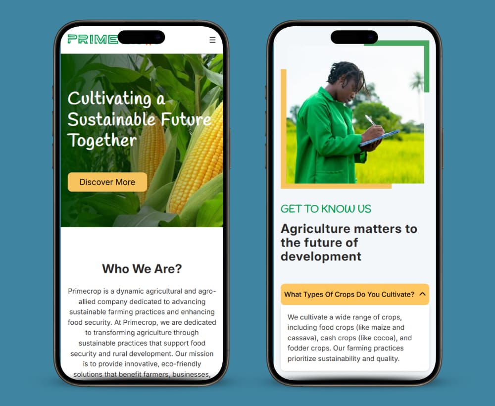 Primecrop webiste project image