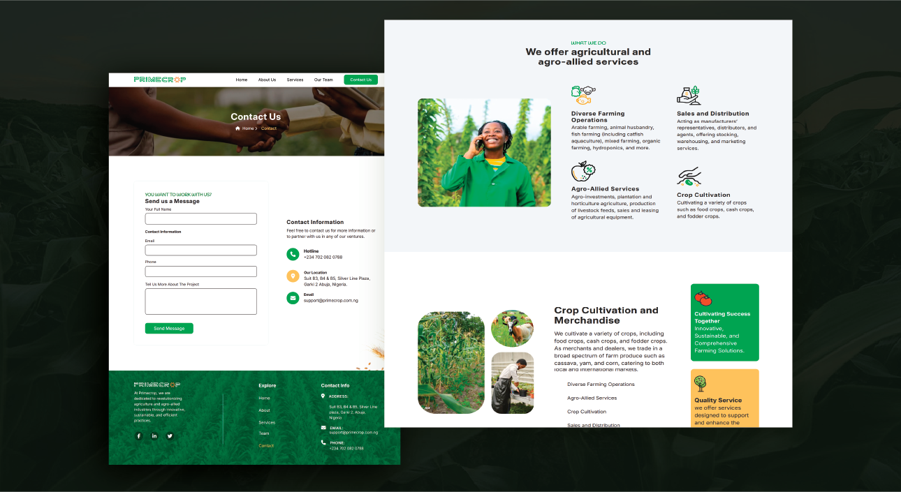 Primecrop website project image