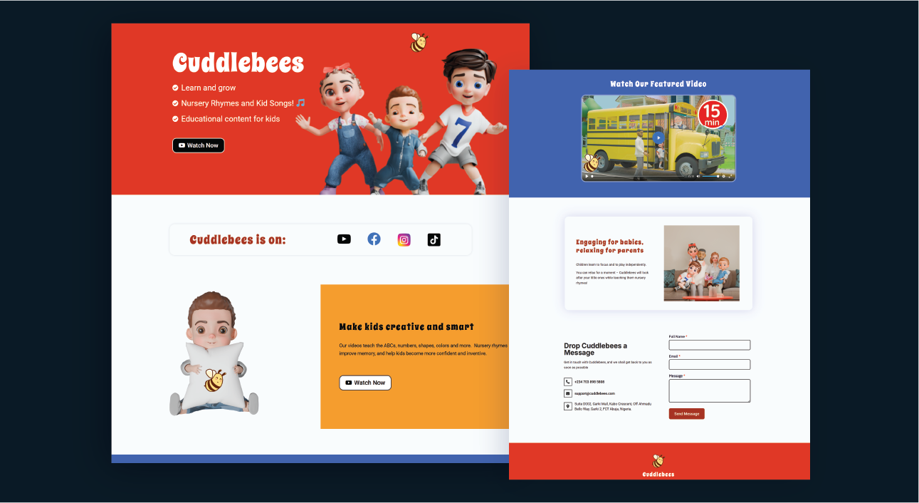 Cuddle Bees website project image