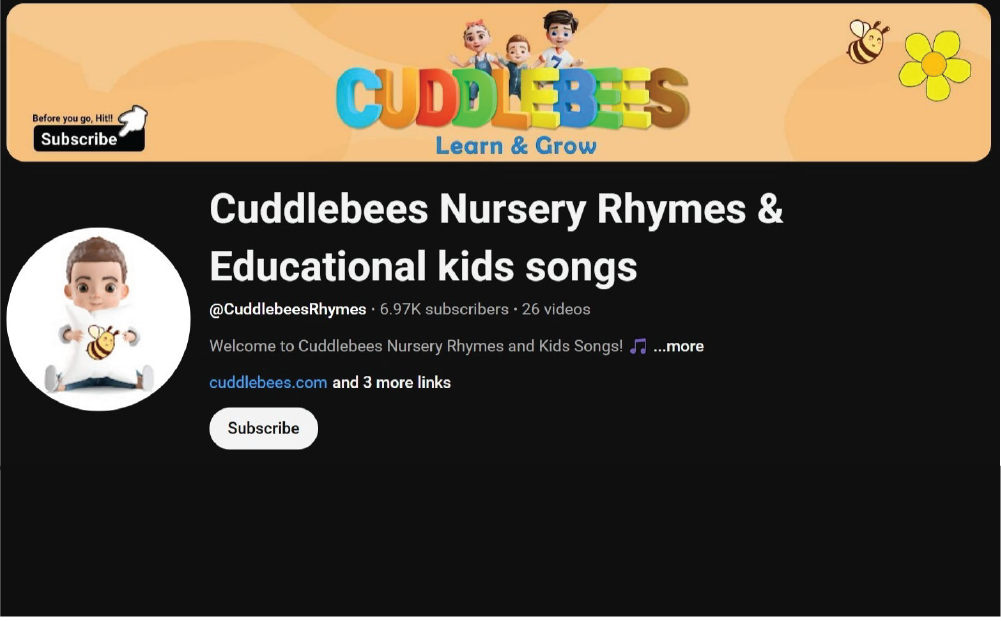 Cuddle Bees youtube banner design